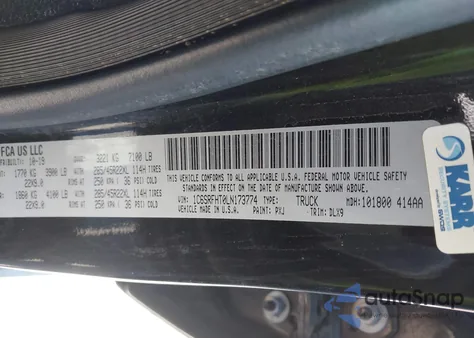 2020 Ram 1500 Limited 4X4 5'7 Box из США, поврежденный, VIN 1C6SRFHT0LN173774